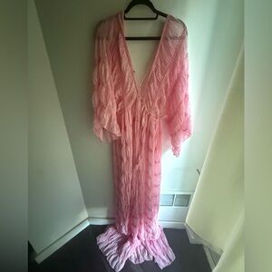 Ruched Sequined Maxi Dress • Pink • Size M/L • NWT • RARE